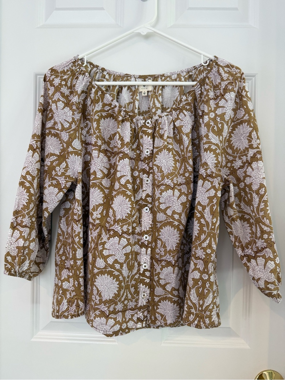 Marea Floral Button Down Peasant Top Size S